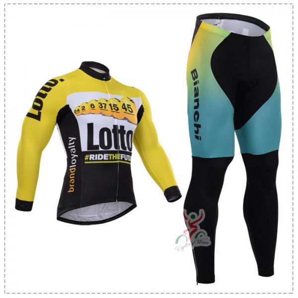 2015 Lotto Bianchi Fahrradbekleidung Radtrikot Satz Langarm und Lange Fahrradhose WNRS627